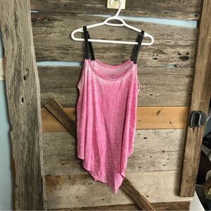 MBLM by Tess Holiday Plus Size 0 Pink Distressed Black Faux Leather Straps